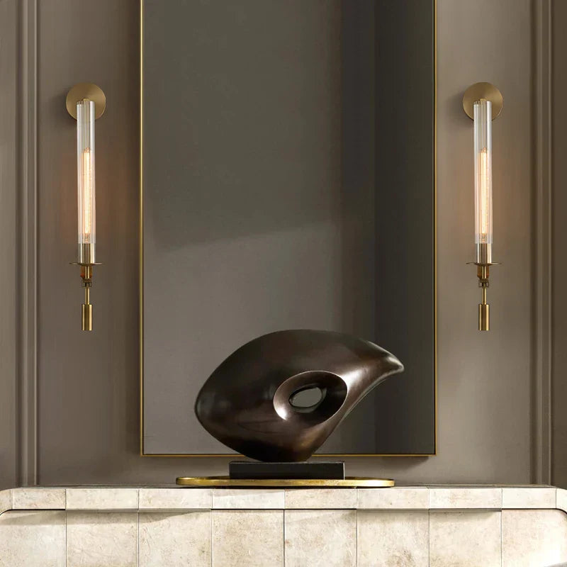 Gold Glass Wall Sconce Nordic Style Living Areas