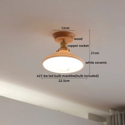 DecorBites™ Glass Wood LED Ceiling Light Modern Ceiling Lamp