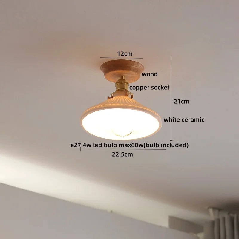 DecorBites™ Copper Wood LED Ceiling Lamp Ceramic Modern Ceiling Lights for Home Decor