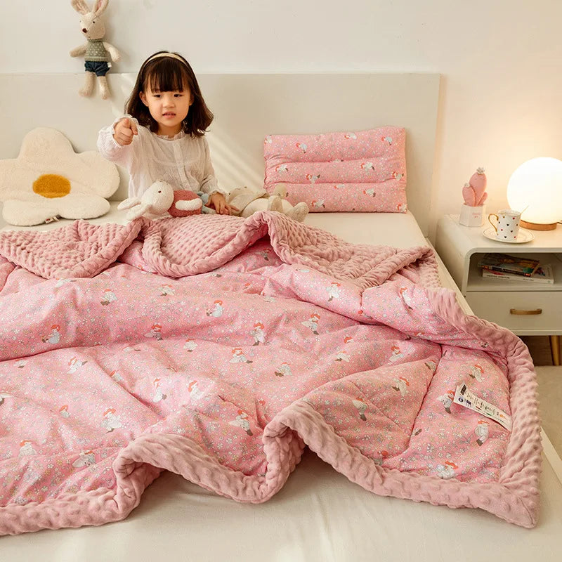 Decorbites™ Baumwoll-Blumendruck Doppelbettdecke | Retro Soothe Kuscheldecke Bettwäsche