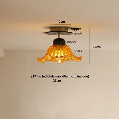 Decorbites™ Amber Ice Crack Glass Wood Deckenleuchte - Nordisch Modernes LED-Leuchten