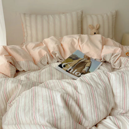 DecorBites™ Cozy Cotton Grid Bedding Sets for Student Dorms - Queen/King Bedclothes