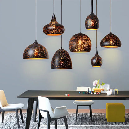 DecorBites™ Etched Wrought Iron Chandelier, Industrial Style LED Lighting Fixture