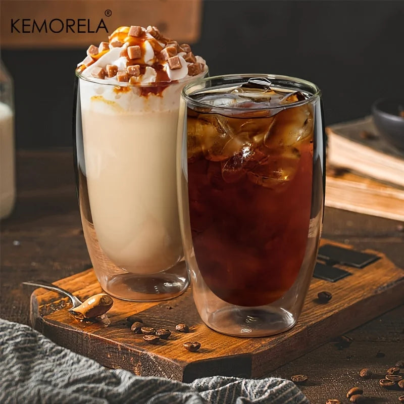 Decorbites™ Doppeltwandige Glas-Kaffeetassen – Isolierte Espressoglasbecher für Cappuccino, Latte, Tee und Milch