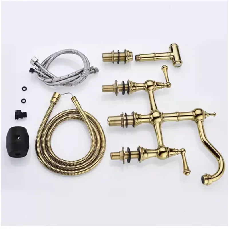Gold Hand Shower Kitchen Faucet