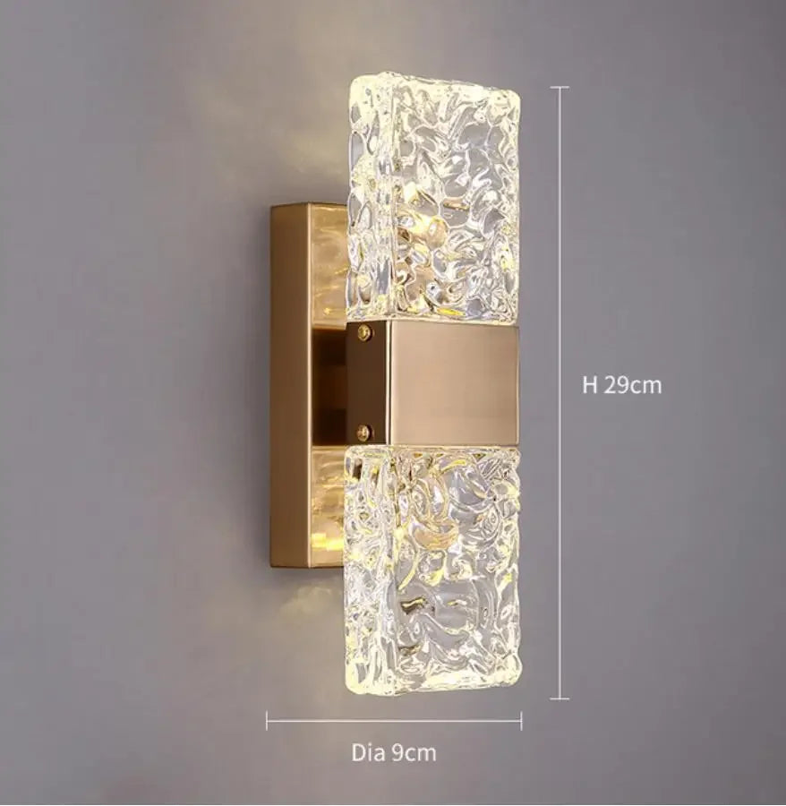 Gold Shimmering Crystal Wall Sconce For Bedroom