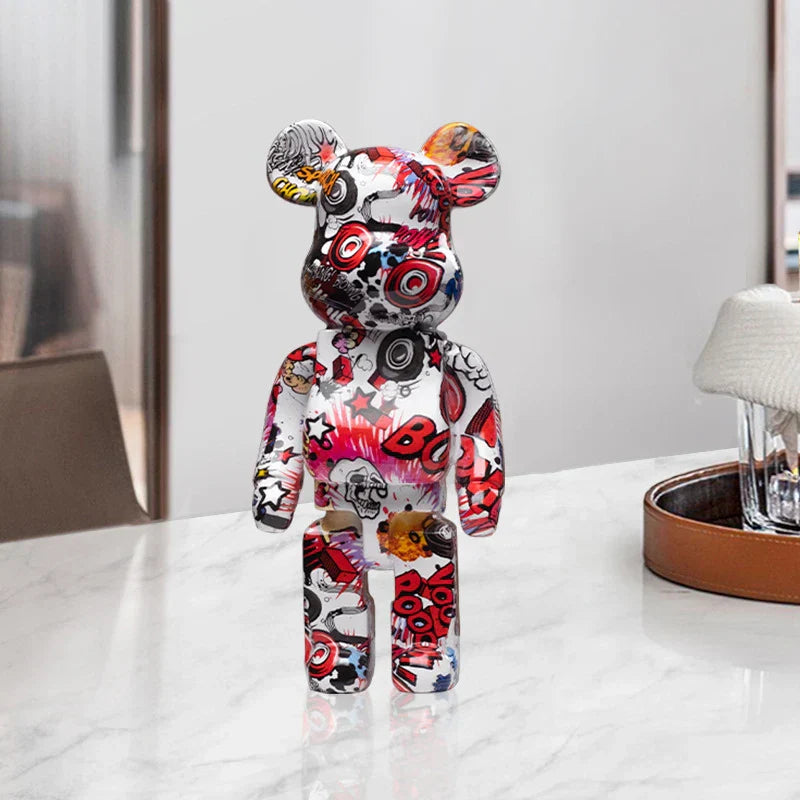 Decorbites™ Graffiti-Bär 27 cm Figur | Moderne Wohnaccessoires Statue & Sparschwein