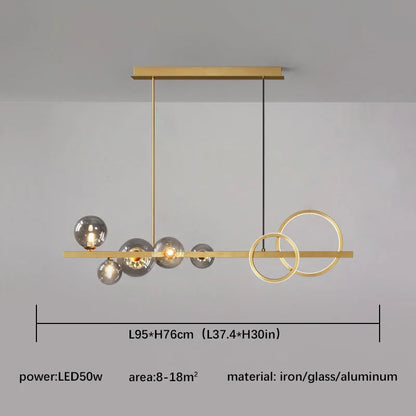 DecorBites™ Glass Ball Pendant Chandelier: Scandinavian LED Light for Kitchen Dining Table