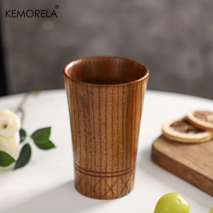 Decorbites™ Handgefertigte natürliche Holzteetassen - Set aus 2 | Japanische Stil-Tassen für Tee, Kaffee, Bier, Milch, Wasser