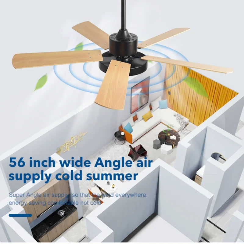 Decorbites™ 56" Holz-LED-Deckenventilator mit reinem Kupfermotor & 5-Blatt-Licht