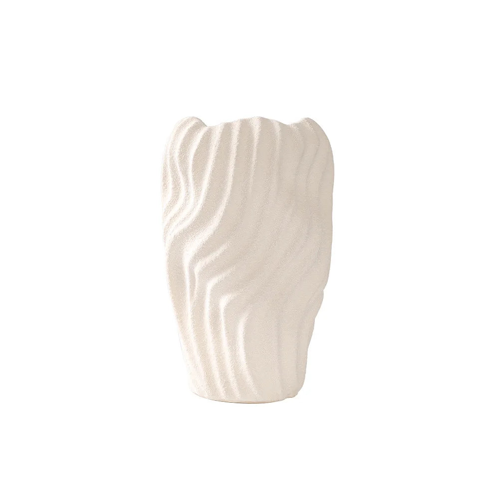 Decorbites™ Unregelmäßige Wellenmuster Keramikvase Weißer Topf Heimdekoration