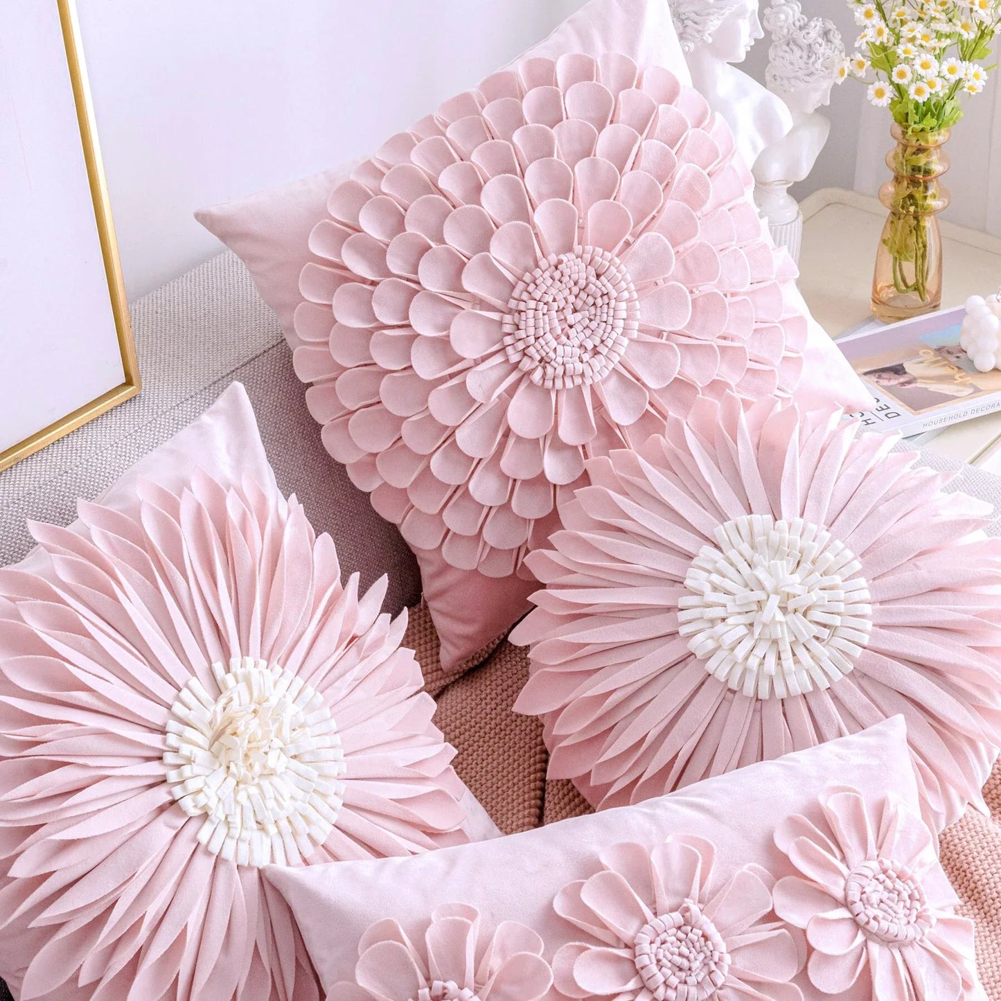 Decorbites™ Daisy Sonnenblume Plüsch-Kissenbezug 3D Blumen Samt Kissenbezug Heimdekoration