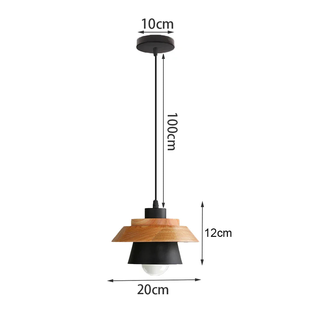 Black Wood Industrial Pendant Light