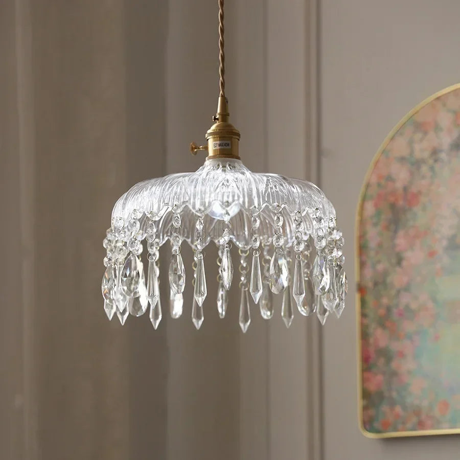 DecorBites™ Crystal Glass LED Pendant Lamp: Modern Luxury Interior Lighting for Home Decor