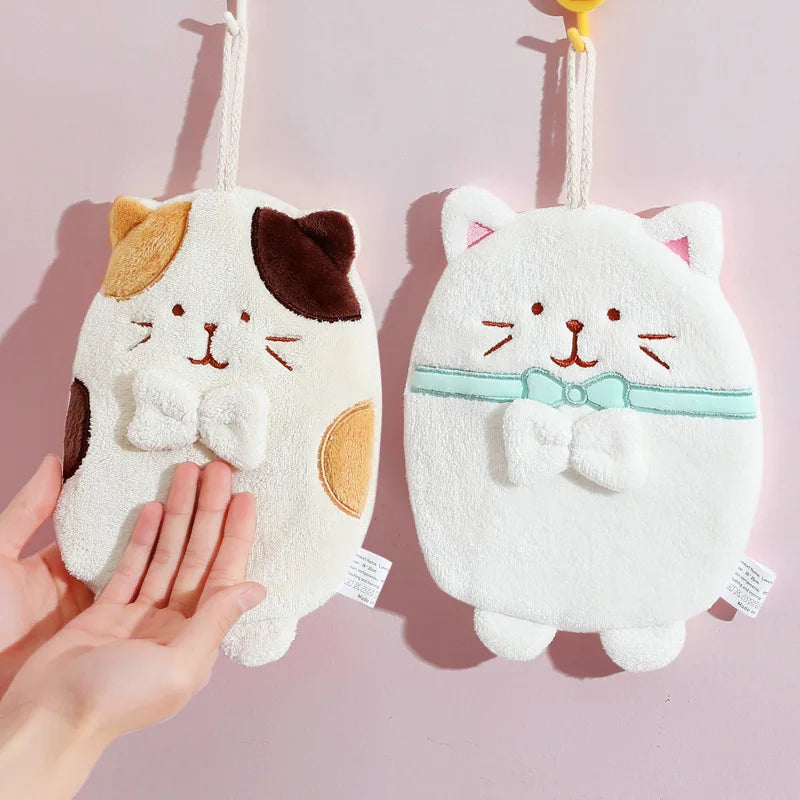Decorbites™ Süßes Katzen-Handtuch: Dickes, schnell trocknendes Küchen- und Badezimmer-Frotteehandtuch