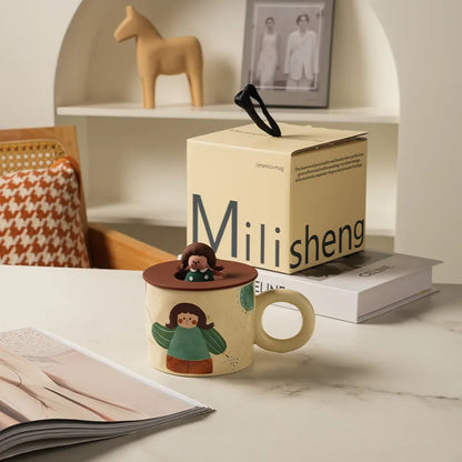 DecorBites™ Creative Ceramic Coffee Mug with Lid for Couples