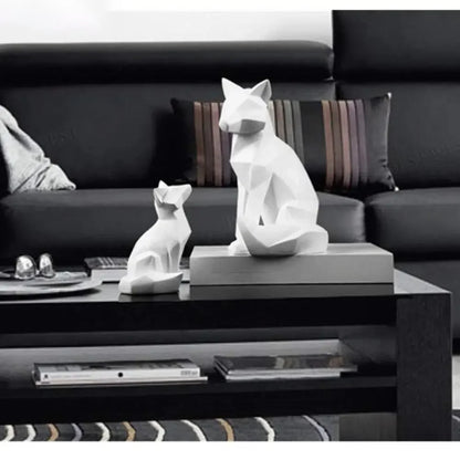 DecorBites™ Geometric Fox Sculpture Modern Home Decor Abstract Ornaments Statues