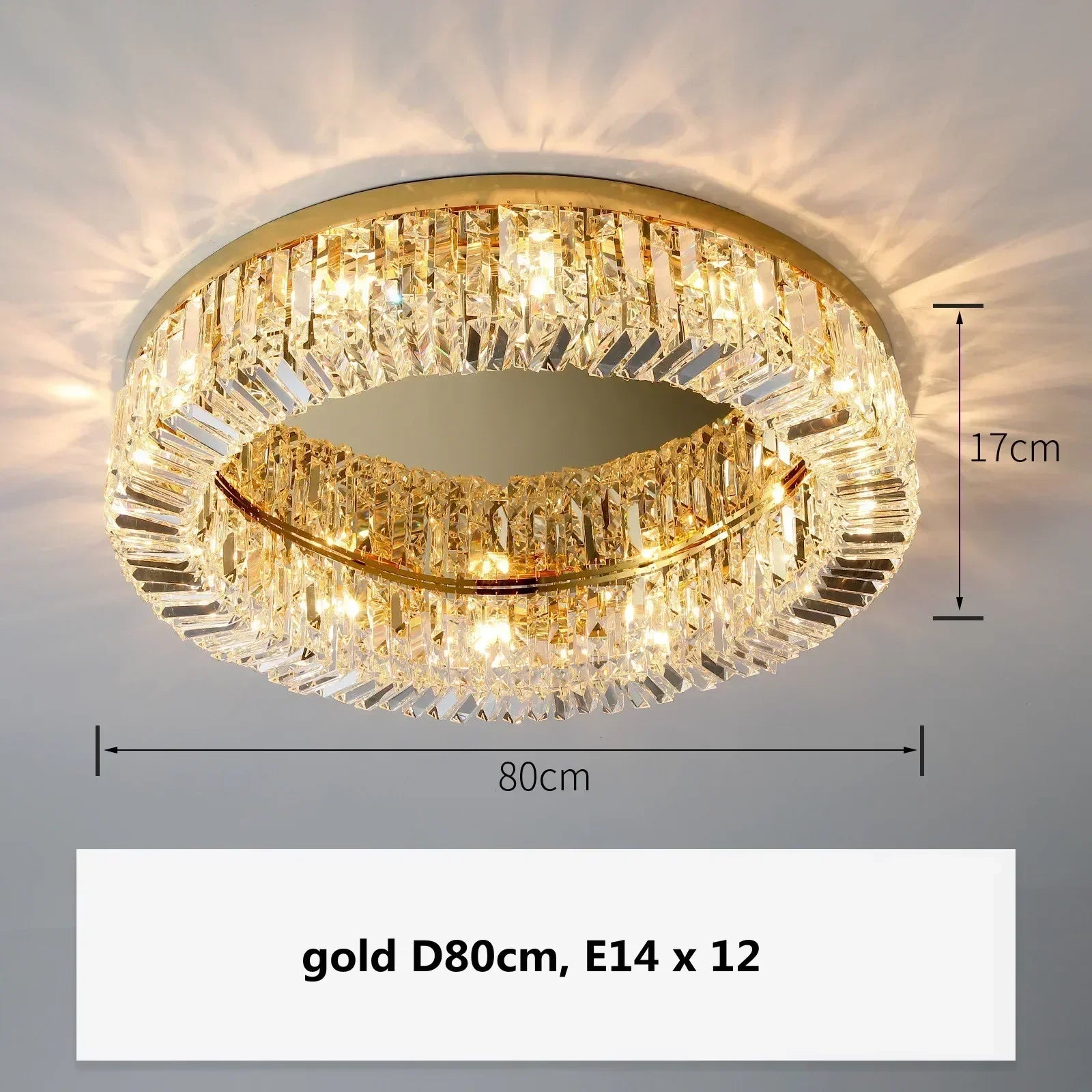 Gold Crystal Dining Chandelier D100cm 16-Light