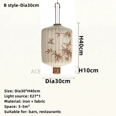 Decorbites™ Bambusblatt-Muster-Laterne Hängelampe – Handgemalte japanische Stil-Raumdekoration