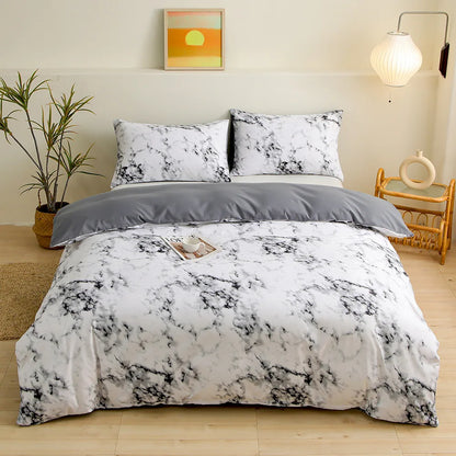 DecorBites™ Geometric Triangle Block Print Bedding Set with 2 Pillowcases for Queen/King Double Bed