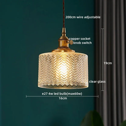 Decorbites™ Japanischer Stil LED-Hängeleuchte Kupferglas Hängelampe