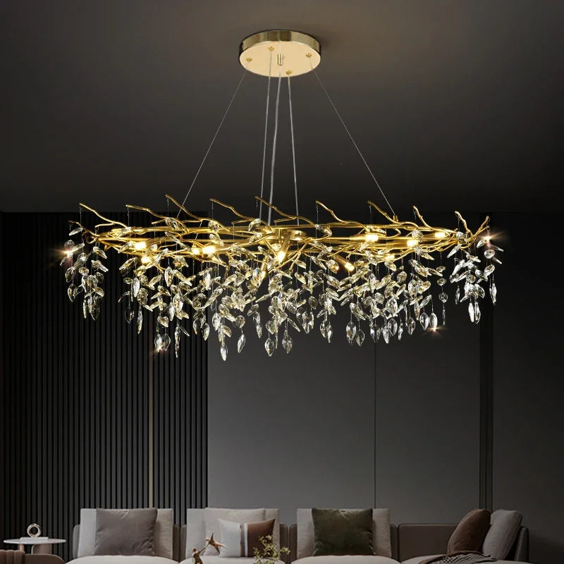 Decorbites™ Goldener Ast-Deckenkronleuchter aus Kristall – Luxuriöse Innenbeleuchtung