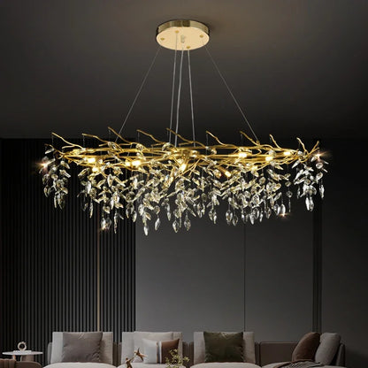 Decorbites™ Goldener Ast-Deckenkronleuchter aus Kristall – Luxuriöse Innenbeleuchtung