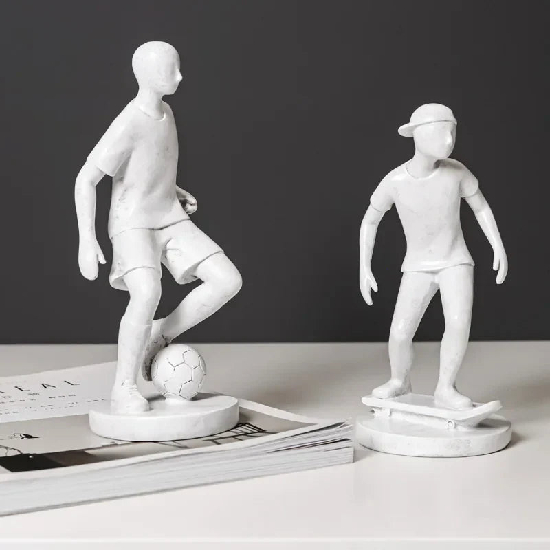 DecorBites™ Abstract Sports Player Sculpture Set Grey/White Figurines Home Decor