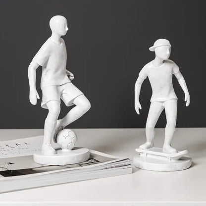 DecorBites™ Abstract Sports Player Sculpture Set Grey/White Figurines Home Decor