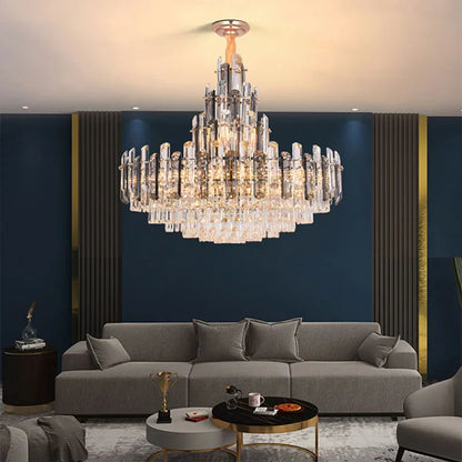 DecorBites™ Crystal LED Oval Round Chandelier Hanging Lamp - Dimmable Ceiling Pendant