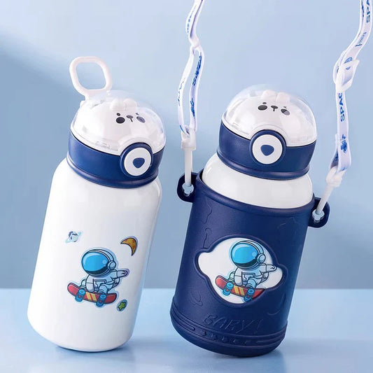 Decorbites™ Kinder-Cartoon-Strohhalm-Wasser-Thermosflasche aus Edelstahl, Thermobecher