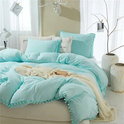 Decorbites™ Fellknäuel-Quasten-Daunenbezug-Set - Luxus-Bettwäsche - King Queen Twin Full Größen