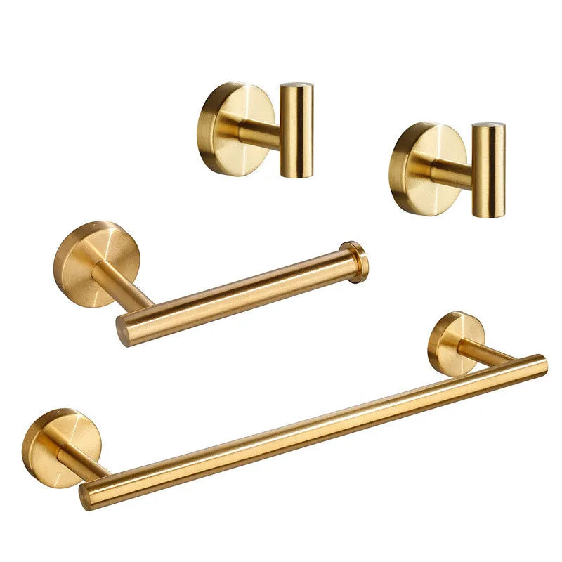 Decorbites™ Gebürstetes Gold Badezimmer-Hardware-Set: Handtuchhalter, Papierhalter, Bademantel-Haken
