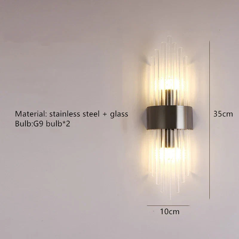 DecorBites™ Clear Crystal LED Wall Lamp Stainless Steel Sconces for Bedroom Dining Room
