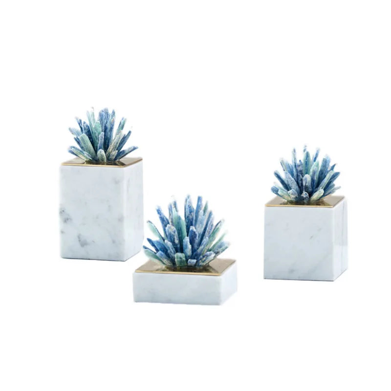 Decorbites™ Achatstein-Kristall-Skulptur Vergoldete Marmor-Dekoration für Wohnzimmer-Schreibtisch