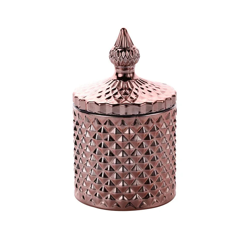 Decorbites™ Vergoldetes Glas-Nachfüllgefäß mit Deckel für Süßigkeiten, Schmuck und Kosmetik