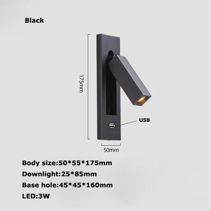 Decorbites™ LED-Wandleuchte mit Schalter, USB-Anschluss, drehbar – Leselampe für das Schlafzimmer