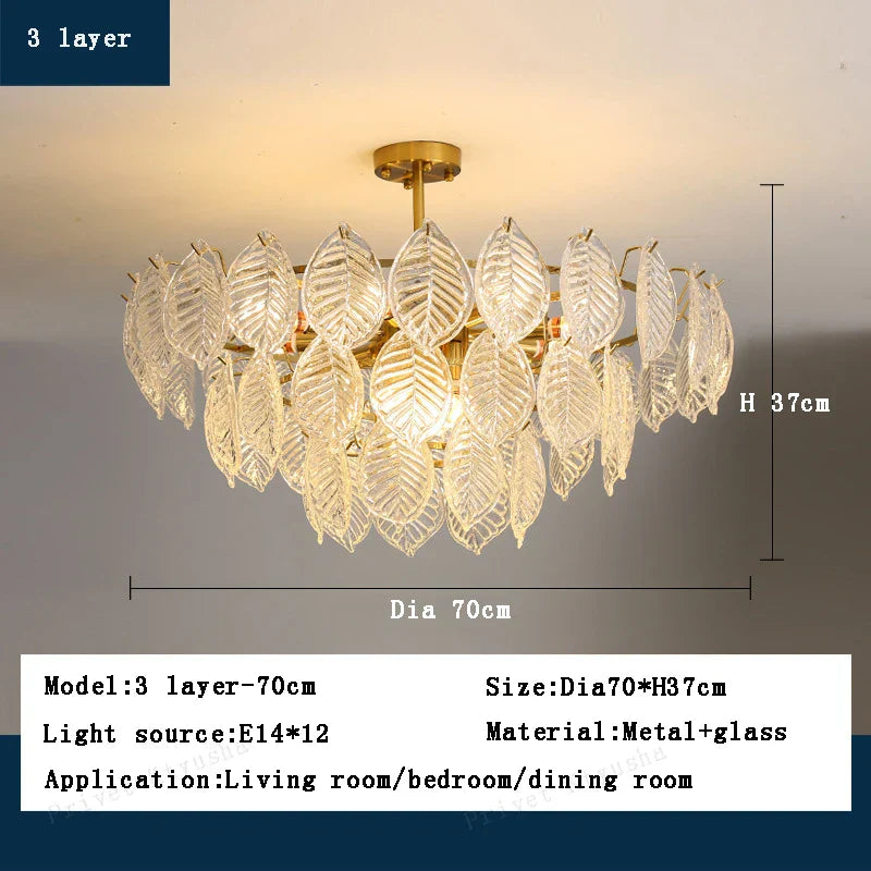Luxury Leaf Glass Chandelier