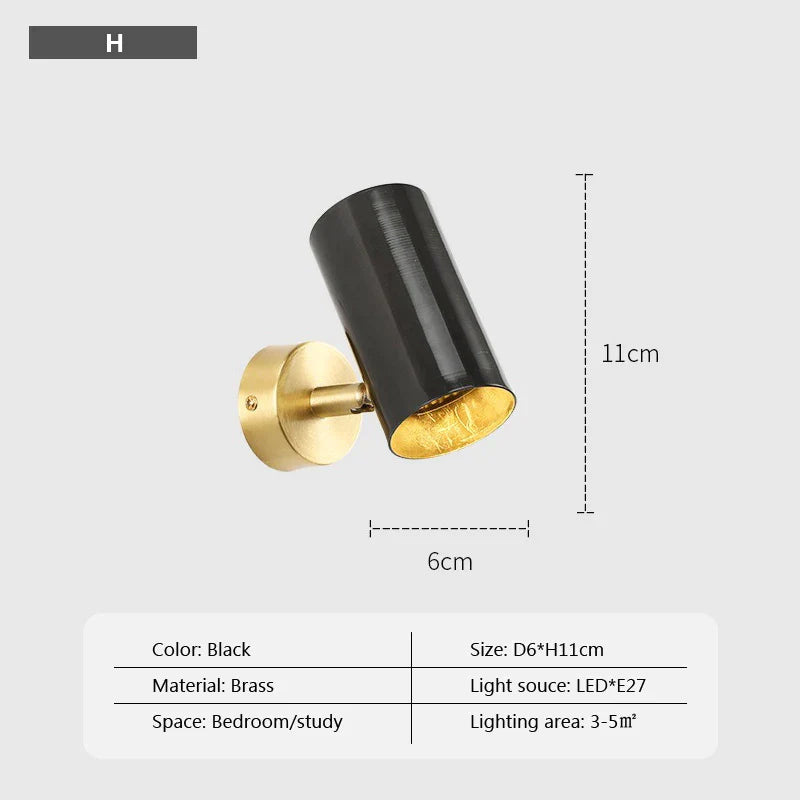 Decorbites™ Eisen-Wandlampe Vintage Einfach Einzelne Messing-Lampe Klein E27 Nachttisch Gang Balkon