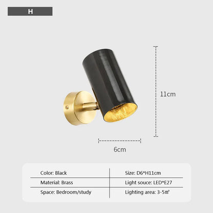 Decorbites™ Eisen-Wandlampe Vintage Einfach Einzelne Messing-Lampe Klein E27 Nachttisch Gang Balkon
