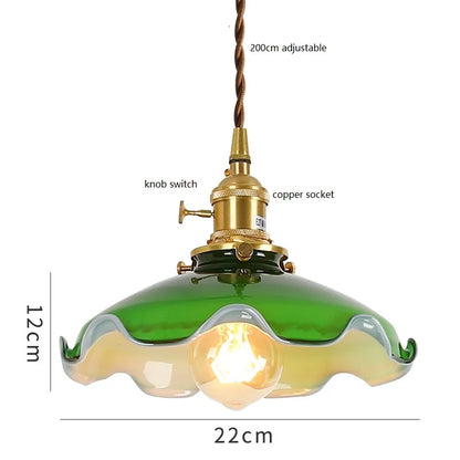 Decorbites™ Edison Vintage Pendelleuchte Grünes Glas Kupferfassung Heimdekoration