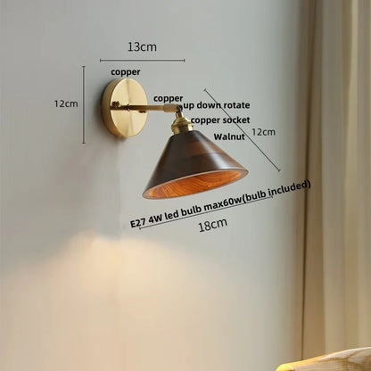 DecorBites™ LED Wall Lamp Walnut Wood Stair Light Fixture
