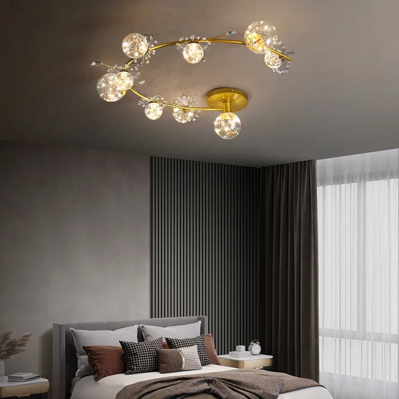 Gold Crystal Glass Ball Chandelier