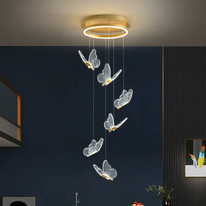 Decorbites™ Gold-LED-Schmetterlingsanhängerleuchten für Zuhause, Treppenhaus, Wohnzimmer, Schlafzimmer-Kronleuchter
