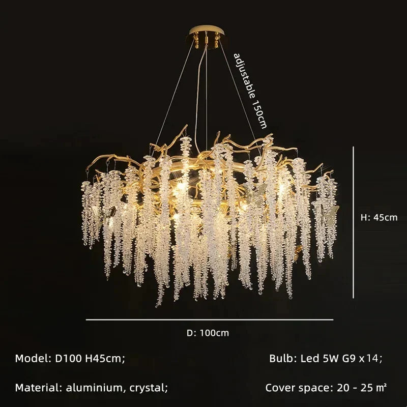 Gold Branch Aluminum Pendant Light 14-Light