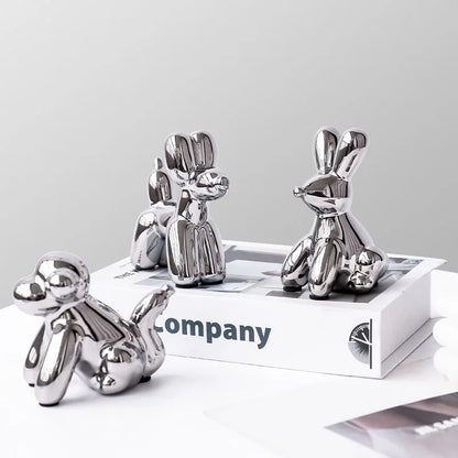 DecorBites™ Golden Monkey Dog Rabbit Ceramic Balloon Animals Desk Ornament