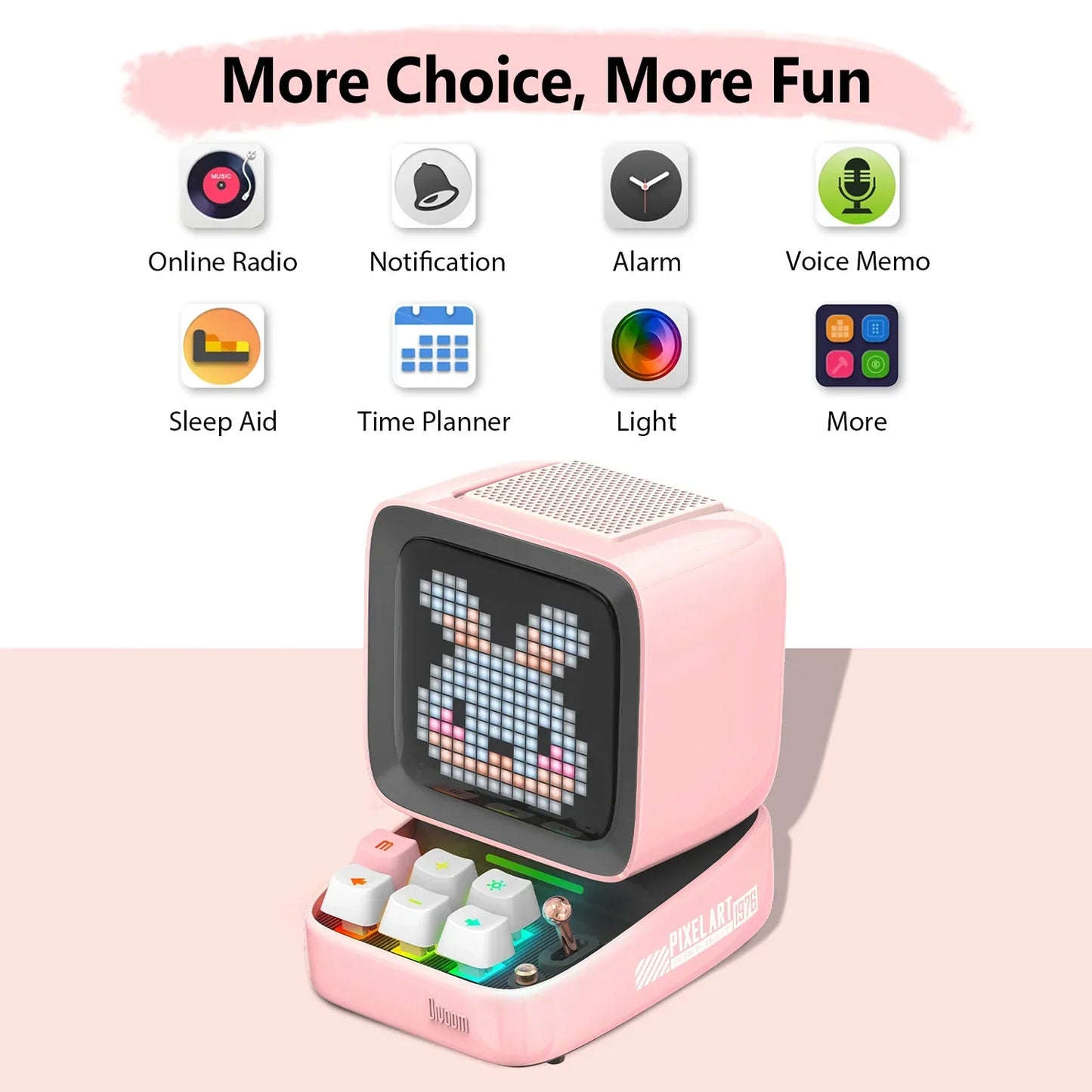 Decorbites™ Ditoo-Pro Retro-Pixel-Art-Bluetooth-Lautsprecher-Wecker-LED-Display-Board