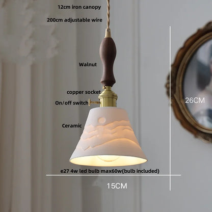 Decorbites™ Japan-Stil Holz-LED-Pendantleuchte mit klarem Glas, höhenverstellbare Hängeleuchte
