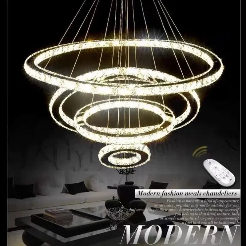 Decorbites™ Kristall-LED-Kronleuchter: Moderne Chrom-Lüster-Ring-Beleuchtung für das Wohnzimmer