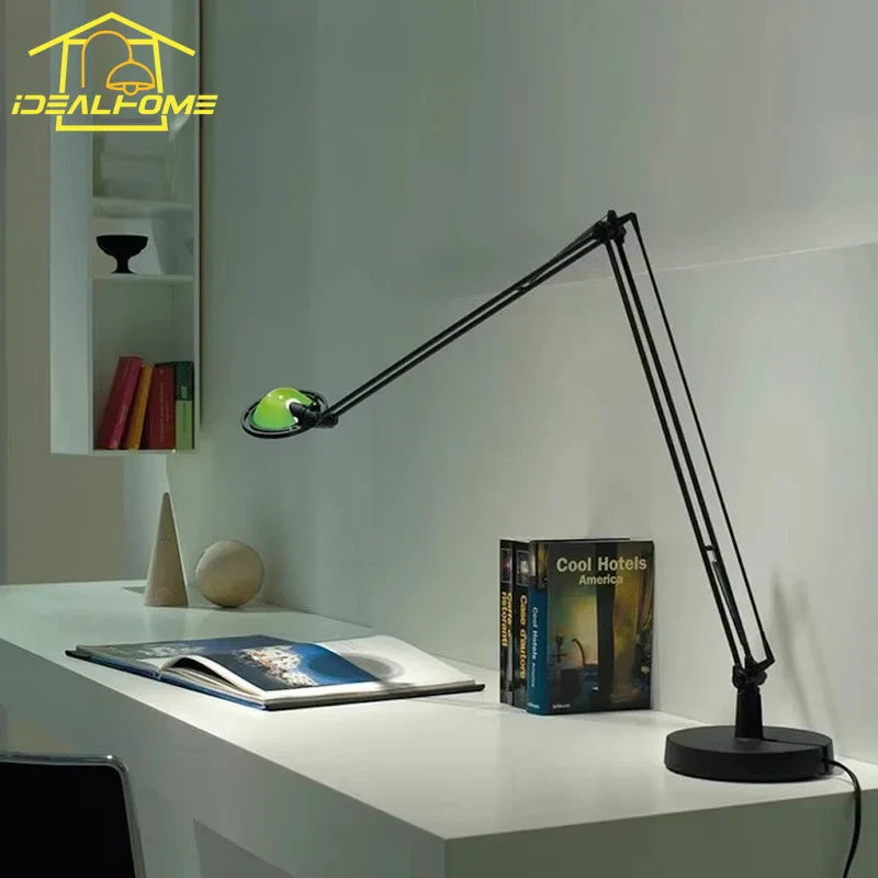 Decorbites™ Industrielles Schwarz/Chrome LED Schalterarm Schreibtischleuchte mit einstellbarem Arm